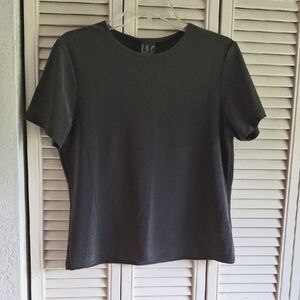 INC International Concepts Women's Charcoal Short Sleeve Blouse, L
